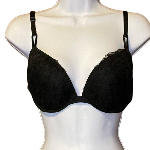 34D Victoria’s Secret Dream Angels Black Lace Push Up Bra - Picture 1 of 7